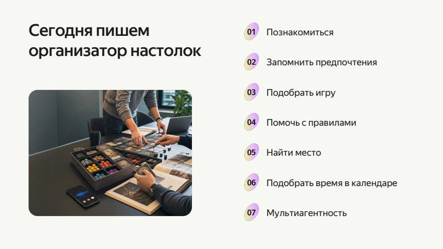 Сегодня пишем организатор настолок