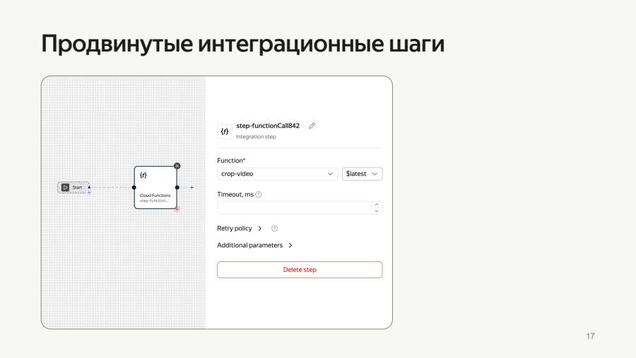 Продвинутые интеграционные шаги: Cloud Function